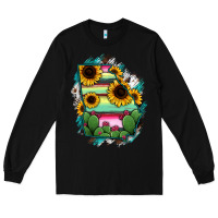 Black Georgia Map Sunflower Cactus Serape Long Sleeve Tee - RanaPortraitStore