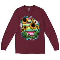 Burgundy Georgia Map Sunflower Cactus Serape Long Sleeve Tee - RanaPortraitStore