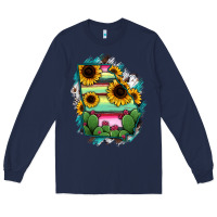 Navy Georgia Map Sunflower Cactus Serape Long Sleeve Tee - RanaPortraitStore