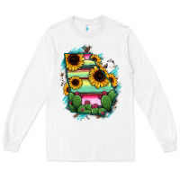 White Georgia Map Sunflower Cactus Serape Long Sleeve Tee - RanaPortraitStore