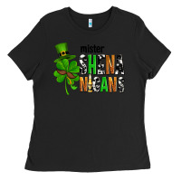 Black St. Patrick's Mister shenanigans Ladies Tee - OliviaCreatesArt