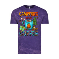Cloud Purple Campfires And Coffee Camping Coffee Vintage Tee - FaDigitalArtStudio