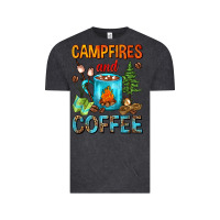 Vintage Black Campfires And Coffee Camping Coffee Vintage Tee - FaDigitalArtStudio