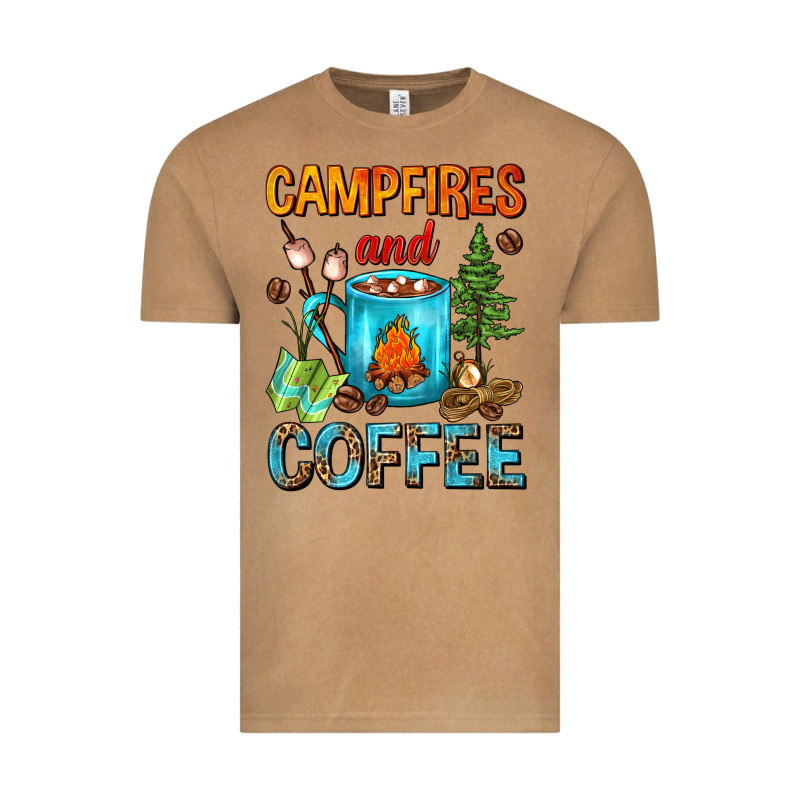 Campfires And Coffee Camping Coffee Vintage Tee by FaDigitalArtStudio | Teevron