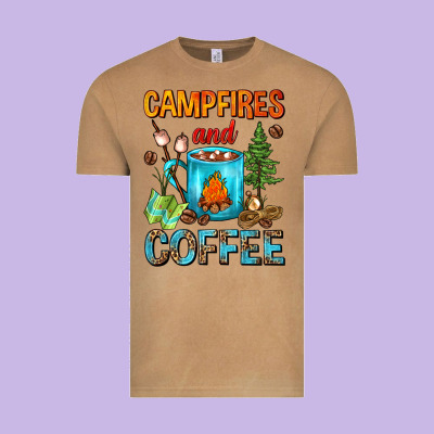 Campfires And Coffee Camping Coffee Vintage Tee Designed By Fadigitalartstudio