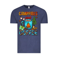 Vintage Denim Campfires And Coffee Camping Coffee Vintage Tee - FaDigitalArtStudio