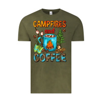 Vintage Olive Campfires And Coffee Camping Coffee Vintage Tee - FaDigitalArtStudio