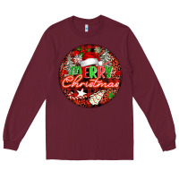 Burgundy Merry christmas Long Sleeve Tee - FaDigitalArtStudio