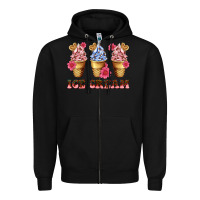 Black floral ice cream Zipper Hoodie - AdoDesignShop