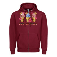 Burgundy floral ice cream Zipper Hoodie - AdoDesignShop