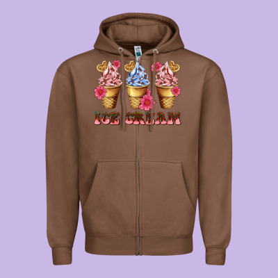 Floral Ice Cream Zipper Hoodie Designed By Adodesignshop