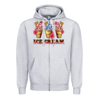 Heather Grey floral ice cream Zipper Hoodie - AdoDesignShop