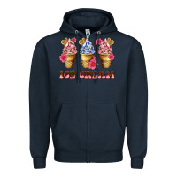 Navy floral ice cream Zipper Hoodie - AdoDesignShop