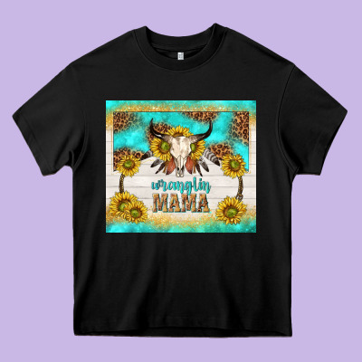 Wranglin Mama Heavy Core Tee Designed By Tumblerdesignbyshophia