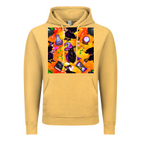 Vintage Mustard halloween cat and witch seamless pattern Vintage Hoodie - BundleAndBundleShop