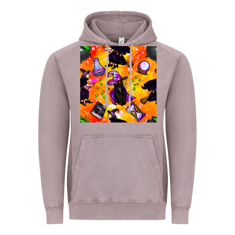 Halloween Cat And Witch Seamless Pattern Vintage Hoodie by BundleAndBundleShop | Teevron