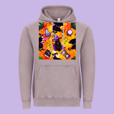 Halloween Cat And Witch Seamless Pattern Vintage Hoodie Designed By Bundleandbundleshop