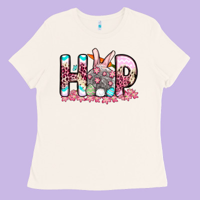 Easter Day Hop Bunny Ladies Tee Designed By Oliviacreatesart