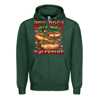 Sports Green hot dogs are my valentine Zipper Hoodie - AdoDesignShop