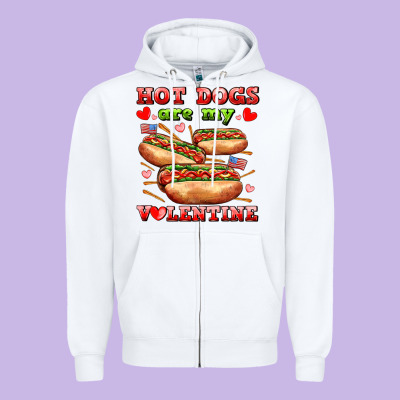 Hot Dogs Are My Valentine Zipper Hoodie Designed By Adodesignshop