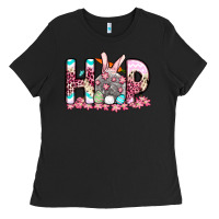 Black Easter Day Hop bunny Ladies Tee - OliviaCreatesArt