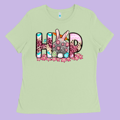 Easter Day Hop Bunny Ladies Tee Designed By Oliviacreatesart