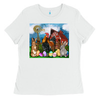 White Farm animals 20oz Ladies Tee - OliviaCreatesArt