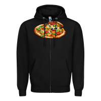 Black big pizza Zipper Hoodie - AdoDesignShop