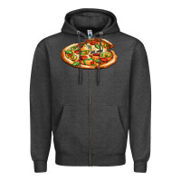 Charcoal Heather big pizza Zipper Hoodie - AdoDesignShop