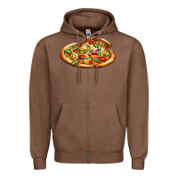 Chestnut big pizza Zipper Hoodie - AdoDesignShop