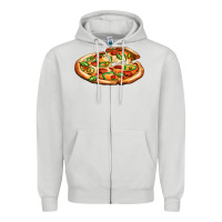 Dove Grey big pizza Zipper Hoodie - AdoDesignShop