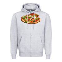 Heather Grey big pizza Zipper Hoodie - AdoDesignShop