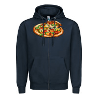 Navy big pizza Zipper Hoodie - AdoDesignShop