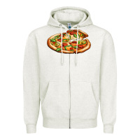 Oatmeal Heather big pizza Zipper Hoodie - AdoDesignShop