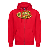 Red big pizza Zipper Hoodie - AdoDesignShop