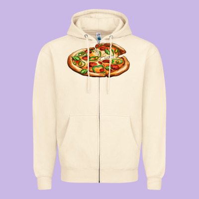 Big Pizza Zipper Hoodie Designed By Adodesignshop