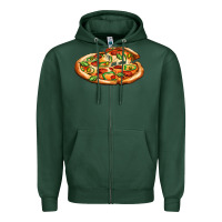 Sports Green big pizza Zipper Hoodie - AdoDesignShop