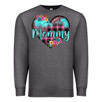 Charcoal Heather mommy leopard turquoise heart Premium Sweatshirt - JahusDesignShop