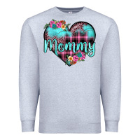 Heather Grey mommy leopard turquoise heart Premium Sweatshirt - JahusDesignShop