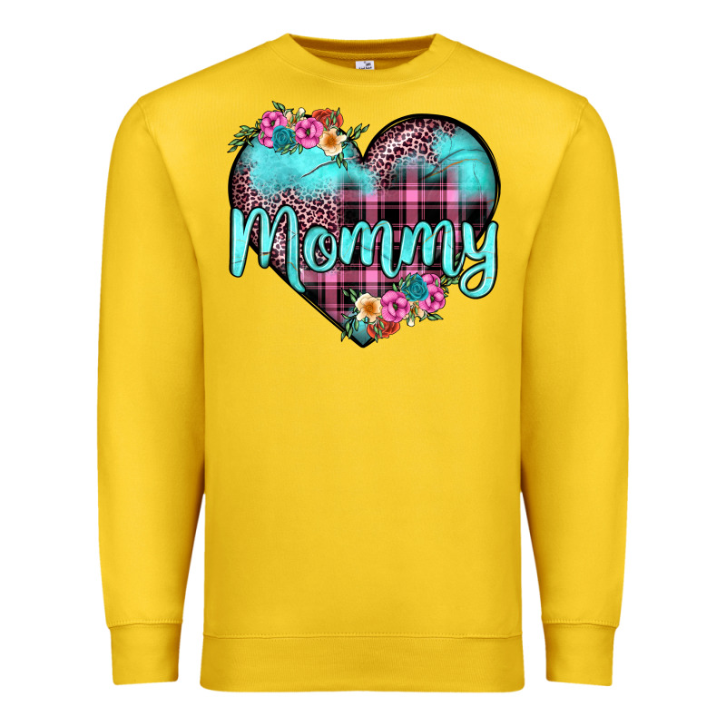 Mommy Leopard Turquoise Heart Premium Sweatshirt by JahusDesignShop | Teevron
