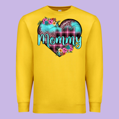 Mommy Leopard Turquoise Heart Premium Sweatshirt Designed By Jahusdesignshop