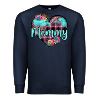 Navy mommy leopard turquoise heart Premium Sweatshirt - JahusDesignShop