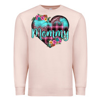 Pale Pink mommy leopard turquoise heart Premium Sweatshirt - JahusDesignShop