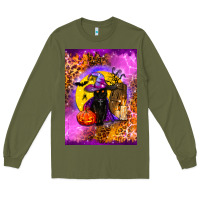Army Green witchy cat Long Sleeve Tee - BundleAndBundleShop