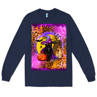 Navy witchy cat Long Sleeve Tee - BundleAndBundleShop