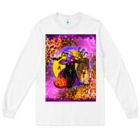 White witchy cat Long Sleeve Tee - BundleAndBundleShop