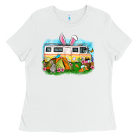 White Easter Day camper Ladies Tee - OliviaCreatesArt