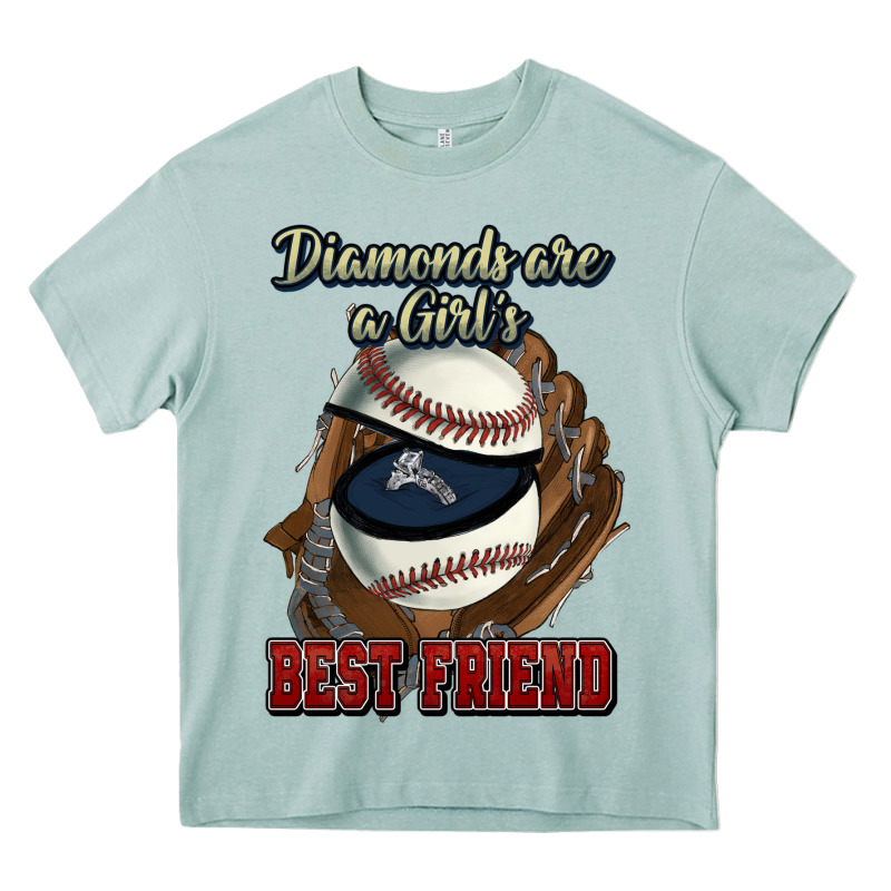 Diamonds Are A Girl's Best Friend Baseball Heavy Core Tee by HowdyJamesFarm | Teevron