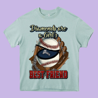 Diamonds Are A Girl's Best Friend Baseball Heavy Core Tee Designed By Howdyjamesfarm