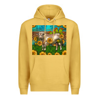 Antique Gold Western Charolais Bull With Sunflowers Premium Hoodie - LillyAllenDesigns